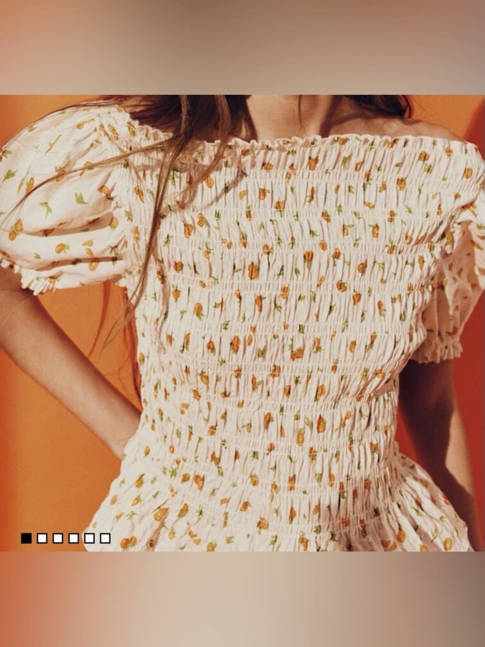 H&M Cream and Oranges Smock Top